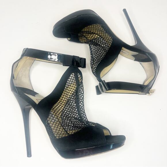 Jimmy Choo Callie Black Mesh Bow Sandals - Picture 4 of 12